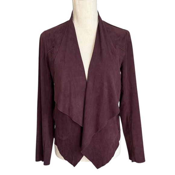 Kit from the Kloth Vegan Suede Draped Jacket Burgundy  Women’s Size Small Petite - Picture 2 of 15